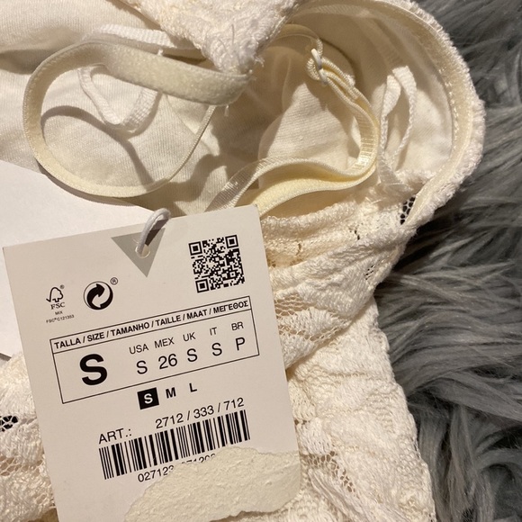 Zara White Lace Bodysuit Women’s Size Small NWT Adjustable Straps Sheer - Picture 9 of 9